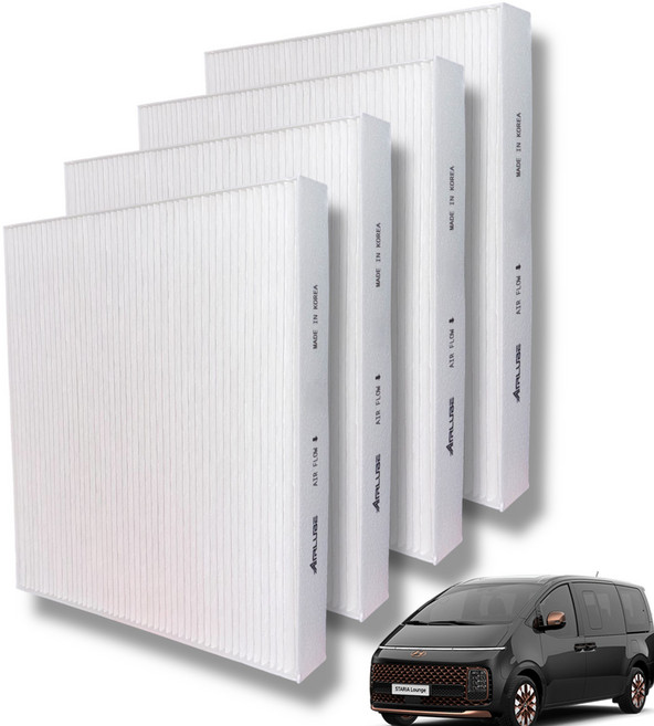 에어루브 E11 PM0.3 초미세먼지 제거율 99.9% 스타리아 에어컨 필터, 4개, 스타리아-H118