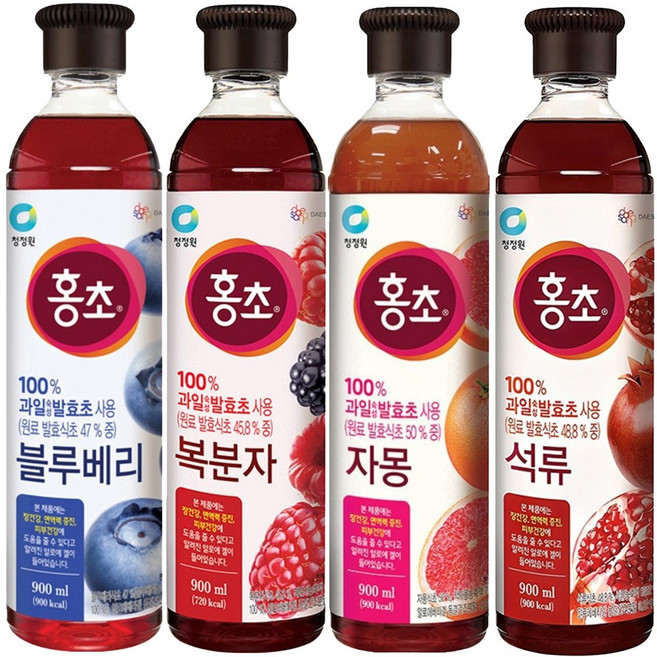 청정원 홍초 블루베리 + 복분자 + 자몽 + 석류, 1세트, 3.6L
