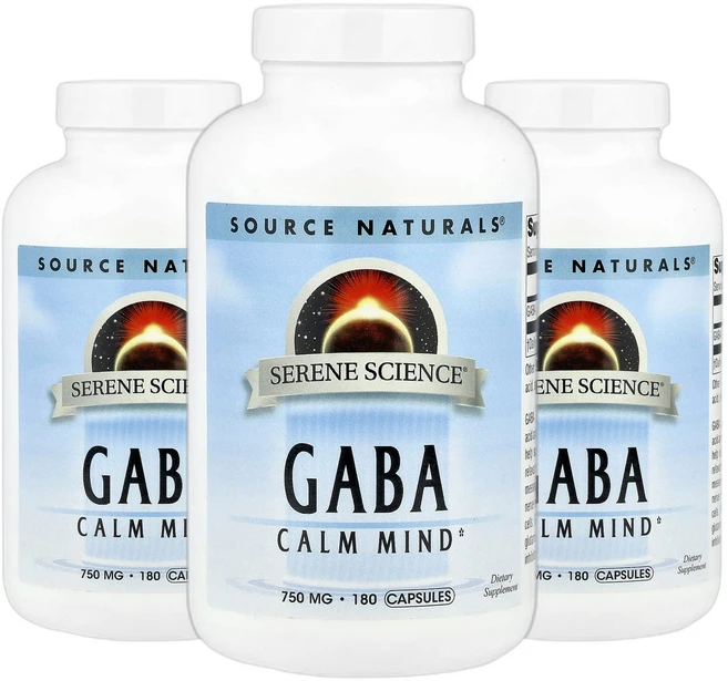 소스내추럴스 Serene Science 가바 GABA 750mg 캡슐 180정 2+1, 3개, 180회분 - 쿠팡