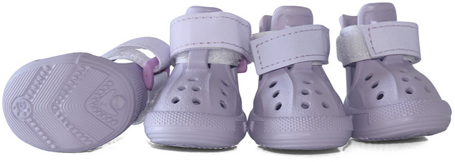 Brightbay 강아지 미끄럼방지 신발 야광 스트랩 펀칭 통기신발 장식 증정, 보라색, 4개