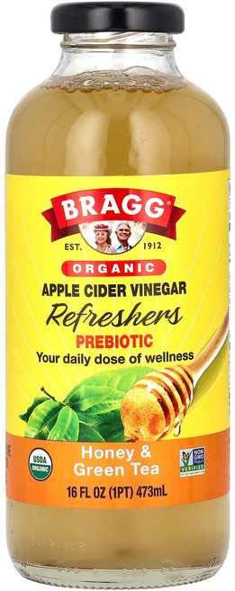 브래그 유기농 사과 사이다 식초 리프레셔 프리바이오틱 Bragg Organic Apple Cider Vinegar Refreshers Prebiotic Honey &, 473ml, 1개
