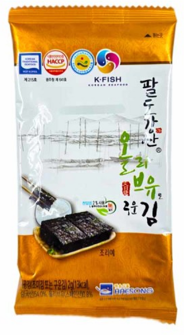 해송식품 팔도강산 올리브유로 구운김, 1박스, 2g