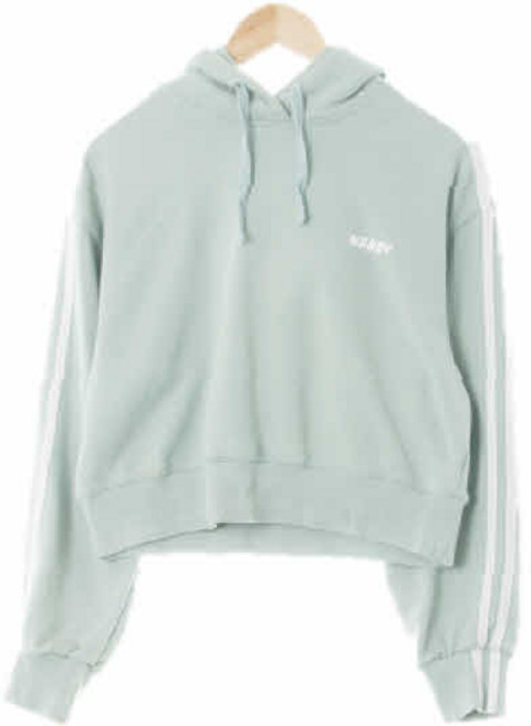 1688 널디 소프트민트 면혼방 스몰로고크롭긴팔후드티 [S]