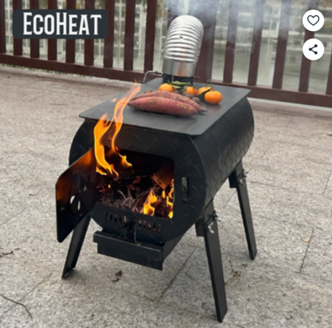 에코히트 캠핑용 화목난로 연통 펠렛 소각로 야외 휴대용 장작 가정용, 50x35cm