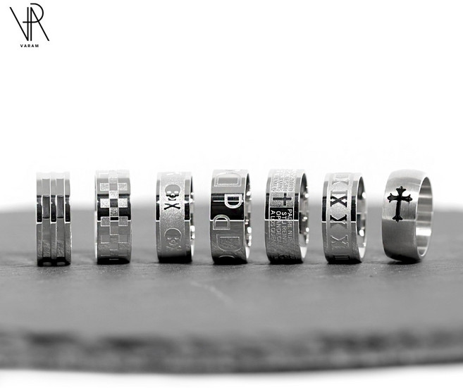 VARAM 써지컬316L스틸 8mm 볼드 와이드 디자인 써지컬 스틸 반지