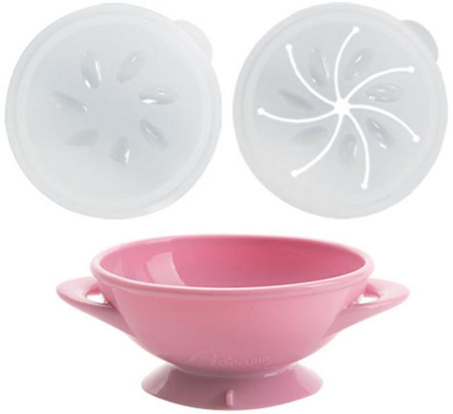 아가프라 실리콘 흡착식기+뚜껑2개 (스낵뚜껑+보관뚜껑) 이유식보관 과자통, 흡착볼멀티식기세트-핑크, 1개