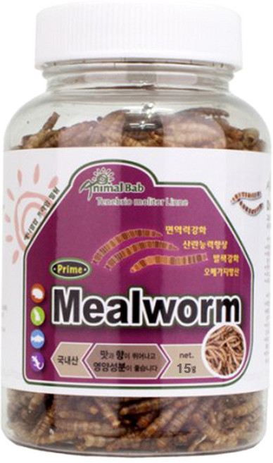 국내산 프라임 건조 밀웜 햄스터 고슴도치 소동물 간식, 1개, 15g