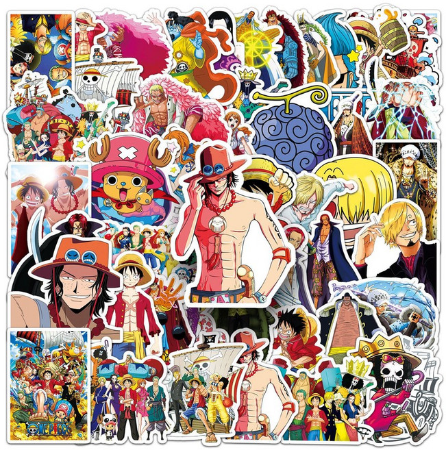 원피스 방수 스티커 50장 다꾸 다이어리 꾸미기 스케이드보드, 50개, 원피스 모음