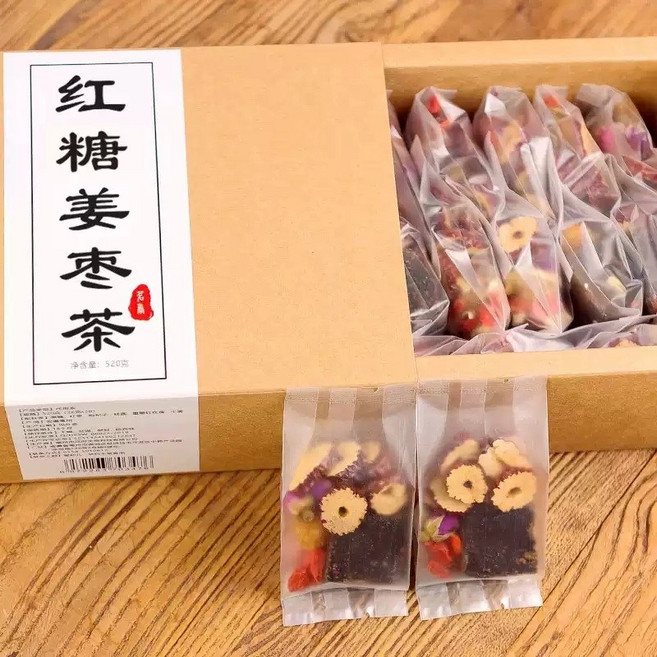 흑설탕 생강차 롱안 대추 구기자 생리통 완화 여성의 기혈 보충 흑설탕 월경통 월경량 감소 건강 관리, 1개