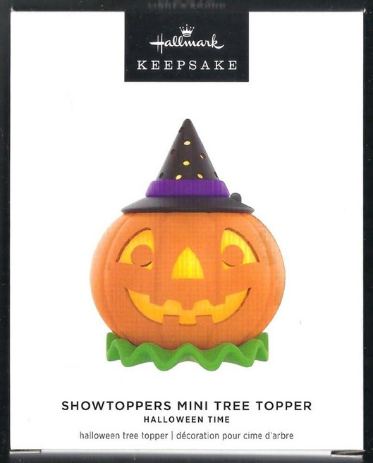 Hallmark Keepsake 9.5cm(3.75인치) 미니 할로윈 트리 토퍼 2025 타임 쇼토퍼 뮤지컬 조명 포함 장식, Hallmark Keepsake 9.5cm(3.75인치