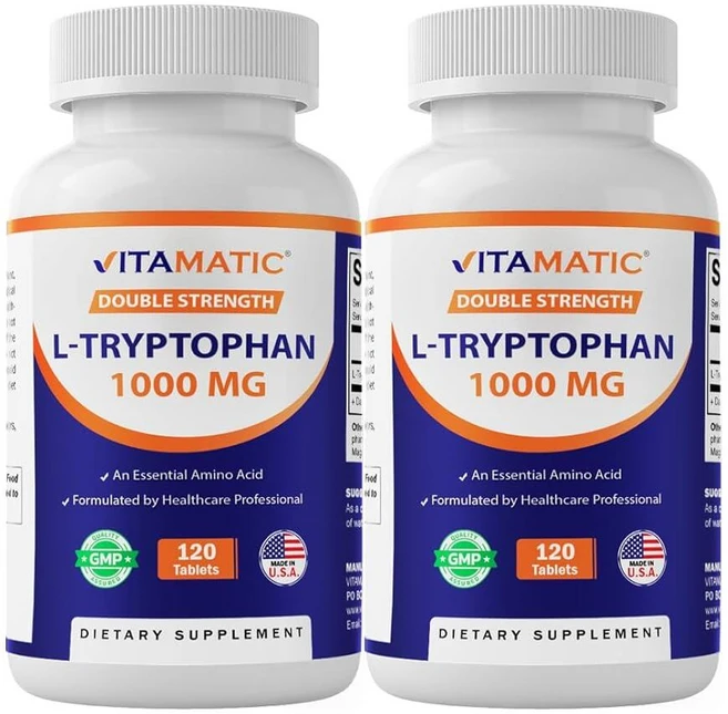 비타매틱 L 트립토판 1000mg 120정 2개 1세트, 2병 - 쿠팡