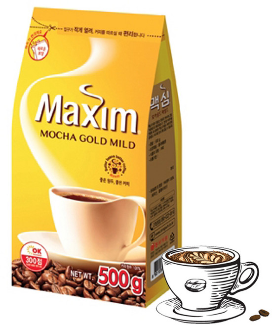 맥심 모카골드 마일드 블랙 커피 리필 500g x1개