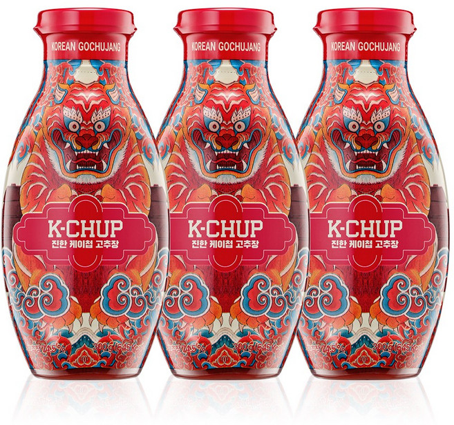 진한 케이첩 고추장 매콤 케이첩 고추장 비건, 300g, 3개