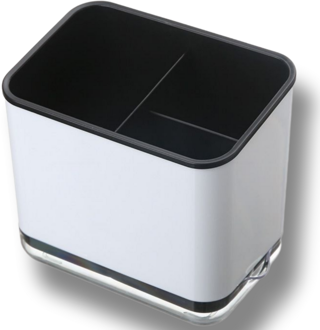 살림하루 물빠짐굿 분리 보관 3구 수저통, 1개, 블랙