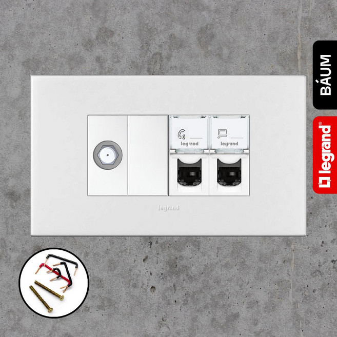 아테오 유럽형(EU) 화이트 통신 CATV 1구 + 8PIN 2구(4모듈)