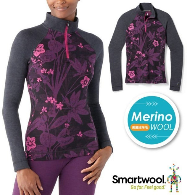 【SmartWool】送》女 中厚保暖抗菌 半開襟長袖羊毛衛生衣 250gms 登山刷毛衣 內搭衣 SW016374