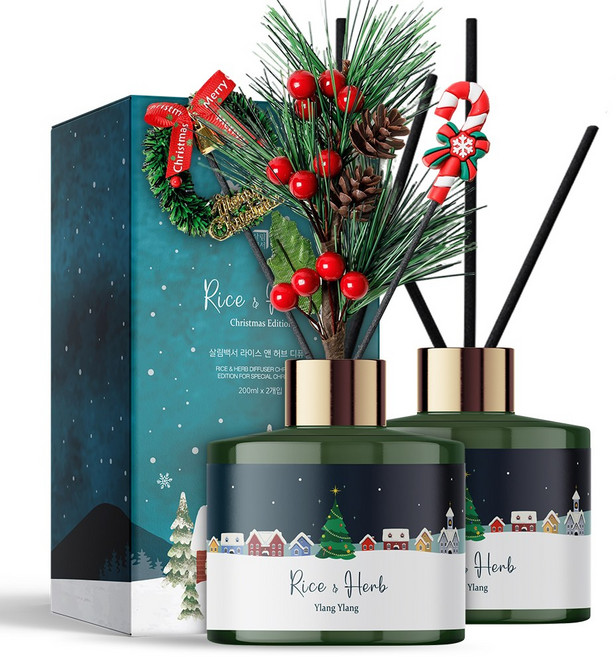 살림백서 대용량 디퓨저 크리스마스 에디션 200ml 1+1 기획 세트, 2개, 일랑일랑
