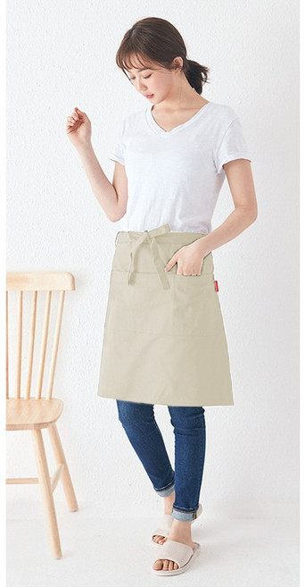 모올글래드 반앞치마 심플 카페 바리스타 허리 앞치마 식당용 홀서빙용 스트라이프 데님, 반앞치마 (프리미엄-베이지), 1개