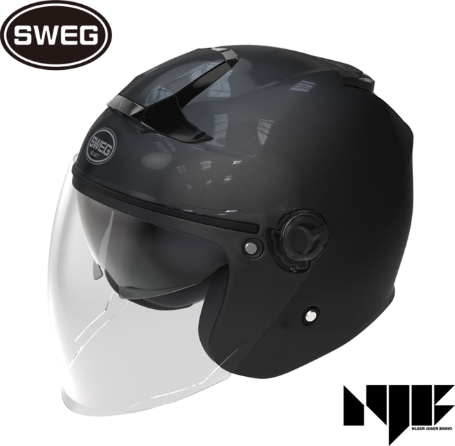 스웨그RS10 오토바이 헬멧 스쿠터 가벼운 오픈페이스 소두핏 초경량 바이크헬멧 1050g, 유광펄블랙, M