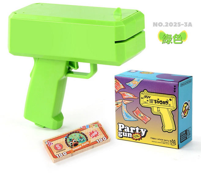Penfy 兒童互動減壓玩具 兒童適用, 1個, 無綠色噴錢槍100紙幣210g3顆5號電池自備:標準尺寸6251