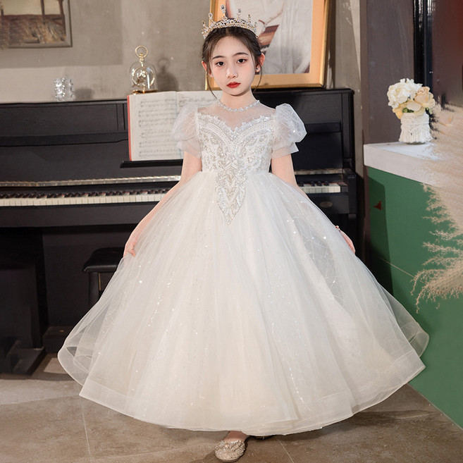 女童禮服高端輕奢小衆小女孩主持人婚禮演出服兒童生日洋氣公主裙