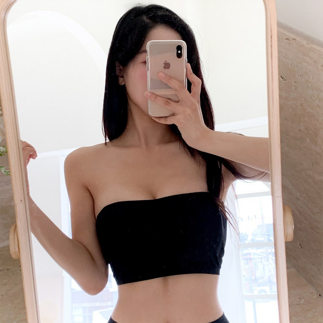 캡내장 오프숄더 탱크탑 볼륨 뽕 크롭 이너 튜브탑 브라탑 no.150