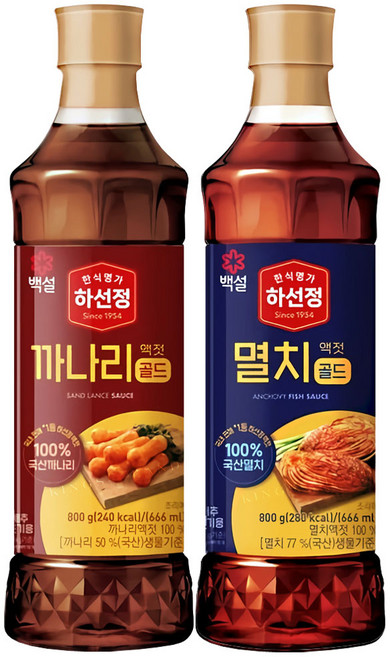 CJ제일제당 하선정까나리액젓800gx1개+하선정멸치액젓800gx1개, 1세트