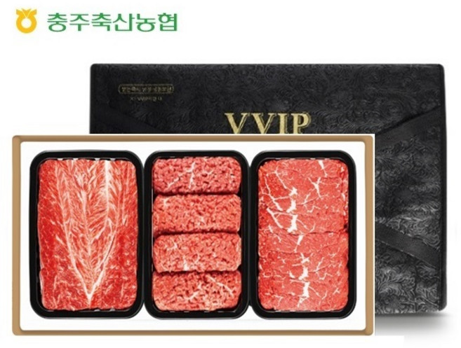 충북한우공동브랜드 청풍명월한우 무항생제 1+등급 한우 선물세트 VIP1호 총1.2kg, 1개