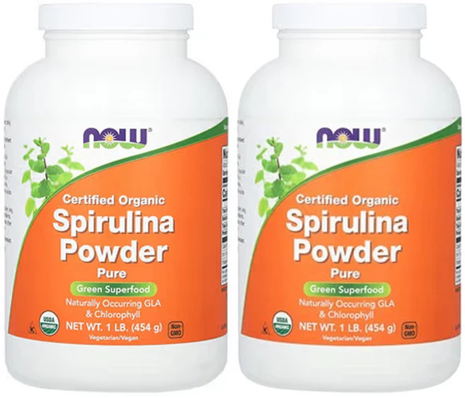 나우 푸드 인증된 유기농 스피룰리나 가루 1lb (454 g), 2개, 454g - 쿠팡