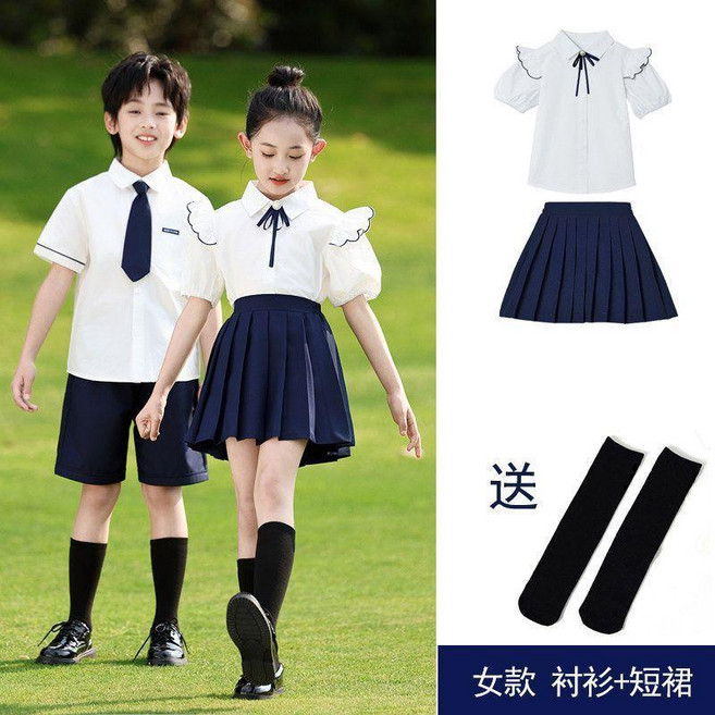 兒童表演服 詩歌朗誦比賽 幼兒園畢業班服 演出服, 1個, 白色女生夏裝 送黑襪子 ,180
