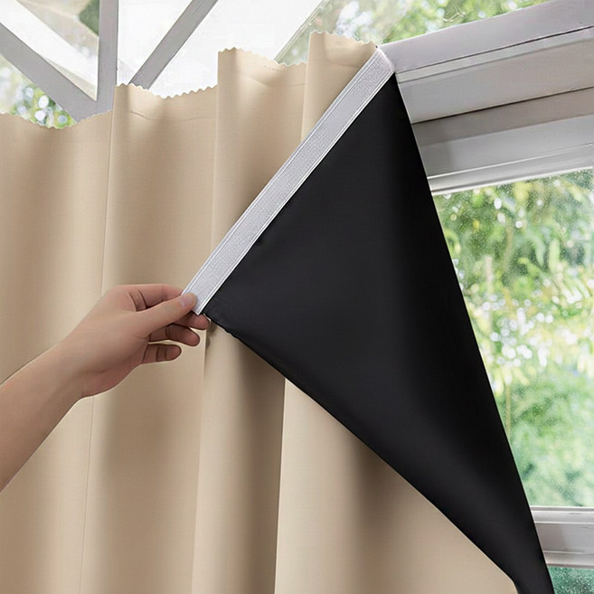 쉬운설치 벨크로 찍찍이 암막커튼 무타공 단열커튼 창문형 가리개 커튼