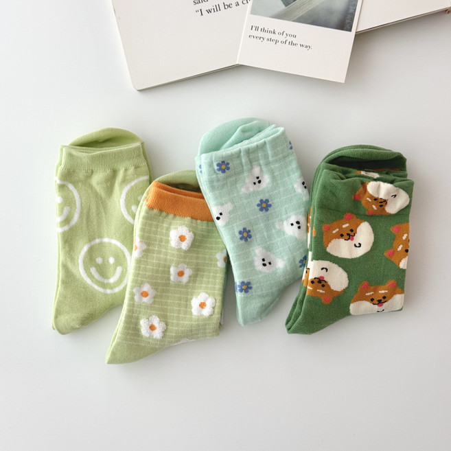 구름두름 여자 캐릭터 4켤레 양말 선물 세트 포장 국내산