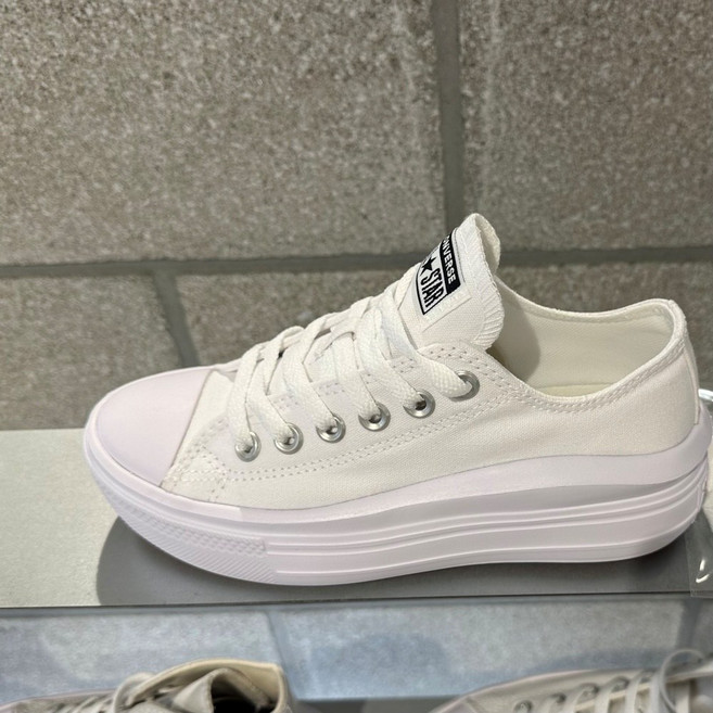 [백화점매장판] 컨버스 키높이 척테일러 올스타 무브 화이트 570257C+베어긱스 신발끈