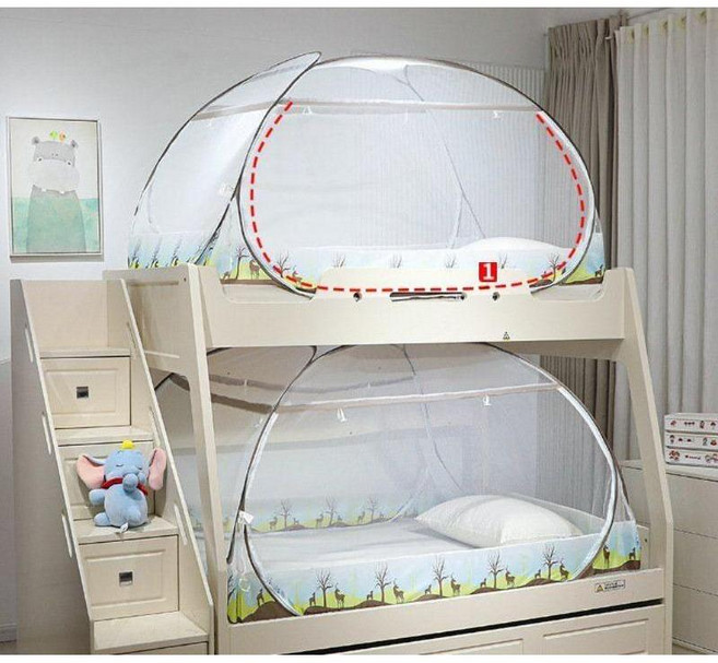 2층침대 모기장 기숙사 암막 커튼형 침대 가림막 학생용 개인공간 침대텐트, 1.9 m x 0.9 m x 1 m, 순록 단문 모기 천-1 팩