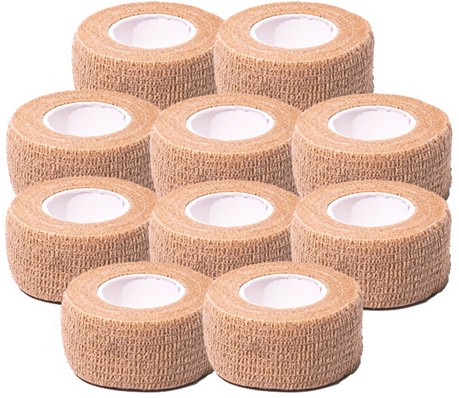 [국내산] 자가점착 접착 붕대 압박 탄력밴드 자밴 1인치, 10개