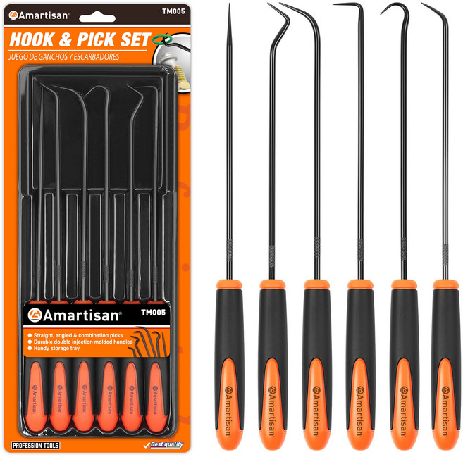 공구PXJ 오링풀러 6P세트 후크 픽크 송곳 갈고리 O링탈거 세트, 1세트