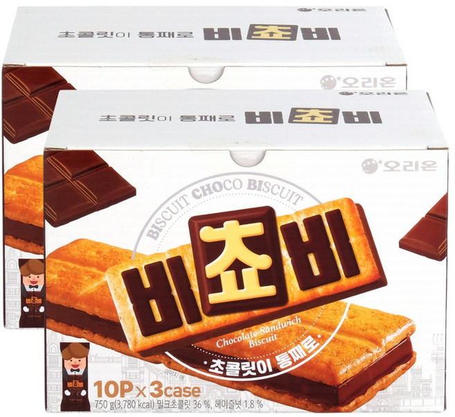 오리온 비쵸비 코스트코 초코 비스킷 회사 사무실 아이 간식, 750g, 2개