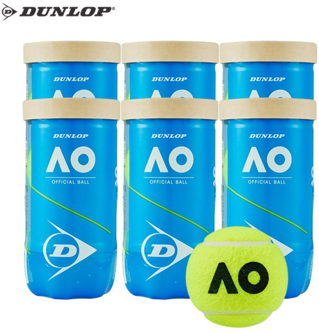던롭 AO 테니스 시합구 캔볼 6캔-12구 테니스공, 6개