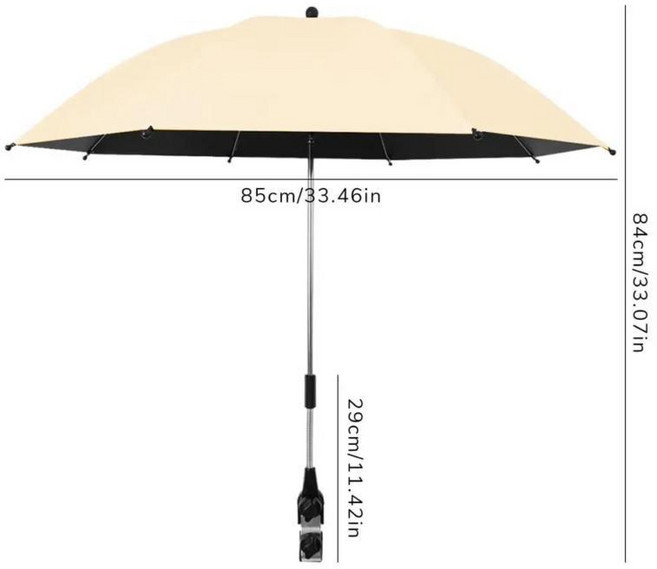 어린이 유모차 파라솔 접이식 어린이 유모차 클램프가있는 우산 휴대용 여행 용품 야외용 유모차 부착물, 02 YELLOW, 01 빠른, 1. Yellow