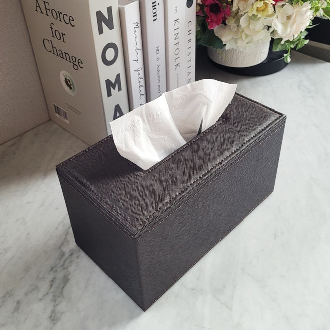 유피어 가죽 티슈케이스 300매용, 티슈케이스(300매용)초코브라운