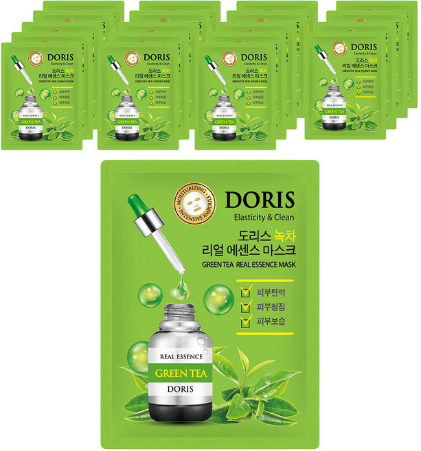 도리스 녹차 리얼 에센스 마스크팩 시트, 1개, 20개입
