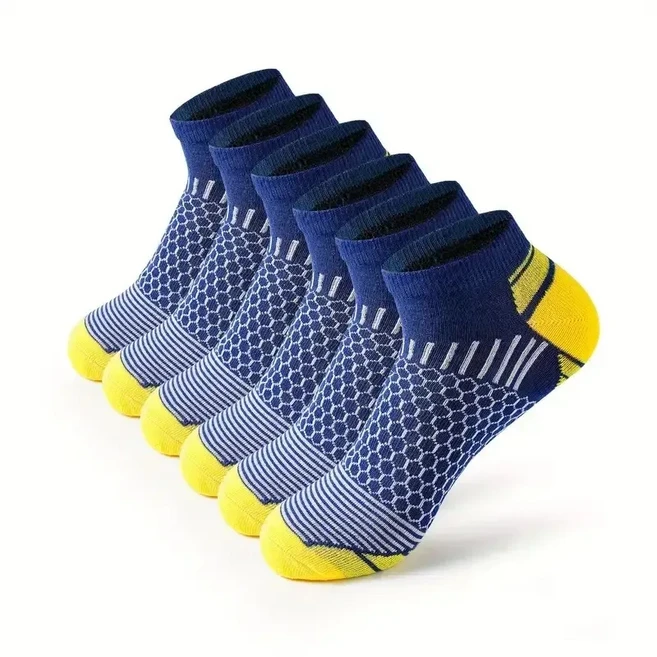 6쌍 남성 메리노 울 쿠션 크루 양말 80% 열 따뜻한 야외 착용 하이킹, 01 Euro M(37-41), 04 Navy Blue (6 Pairs)