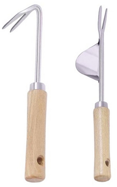 제초 호미 세트 스텐 잡초 제거기 제초 호미 2종 세트 뿌리까지 제거 정원 텃밭 필수, 1세트