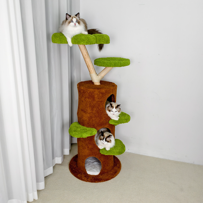 6위 - BingoPaw 원목 고양이 캣타워 나무형 캣타워 하우스 다층 숨숨집 캣트리 캣타워 148cm
