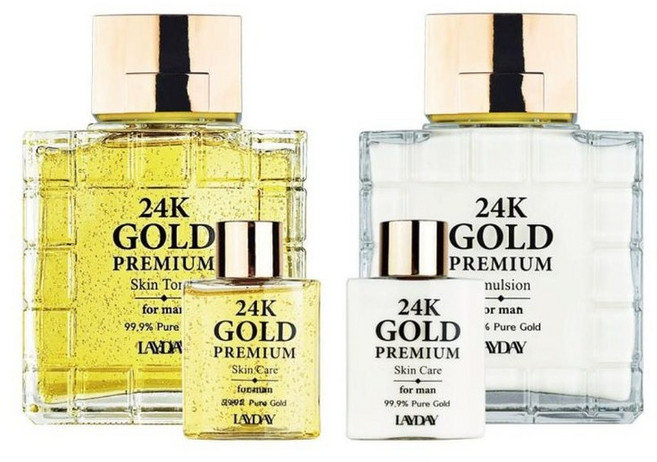 *선물 끝판왕*레이데이 남성 24k 골드 프리미엄 스킨로션세트 금추출물함유 소비기한2028년, 1세트