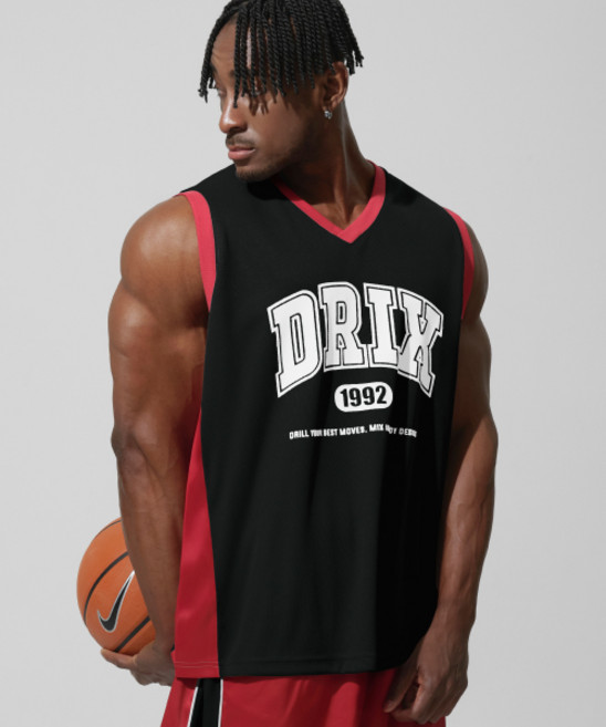 DRIX 드릭스 바스켓볼 메시 저지 사이드 패널 슬리브리스 블랙 733749
