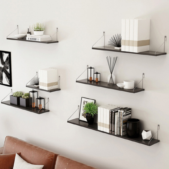 못없이 인테리어 벽선반 설치세트 포함, 블랙