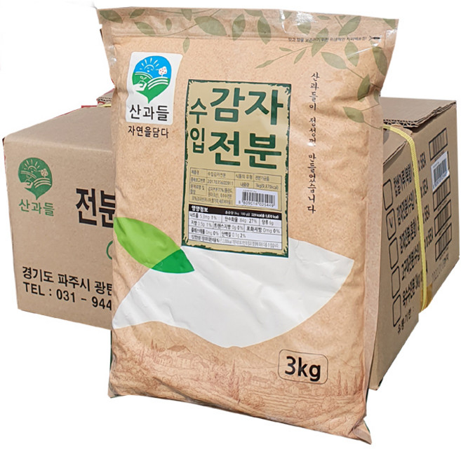 산과들 감자전분 감자가루(70%) 3kg, 5개