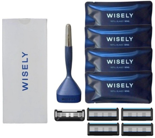 와이즐리 면도기 면도날 PRO1개 SENS16개 거치대 세트, 미드나이트네이비+SENS면도날, 1개
