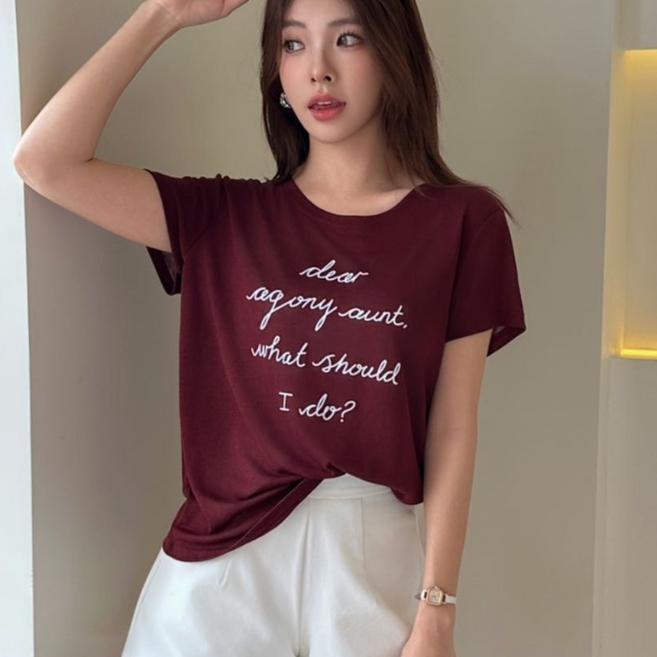 무니유유 프린팅 텐셀원단 모달 소프트 냉감 쿨 라운드넥 시스루 반팔티